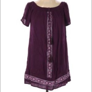 Miami Purple Embroidered Off The Shoulder Dress